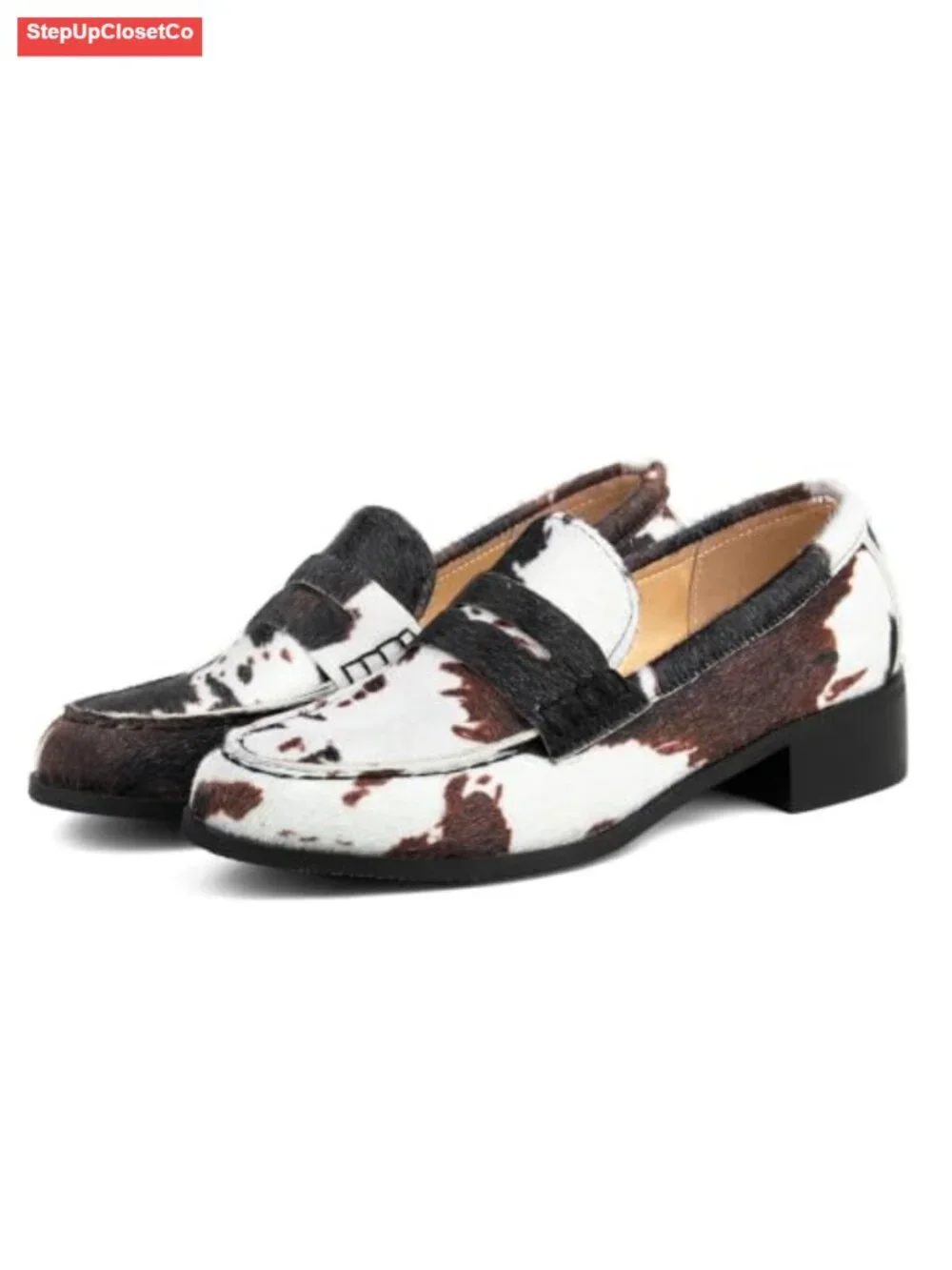 Women's Penny Loafers Low Block Heel Slip On Business Work Office Comfort Flats